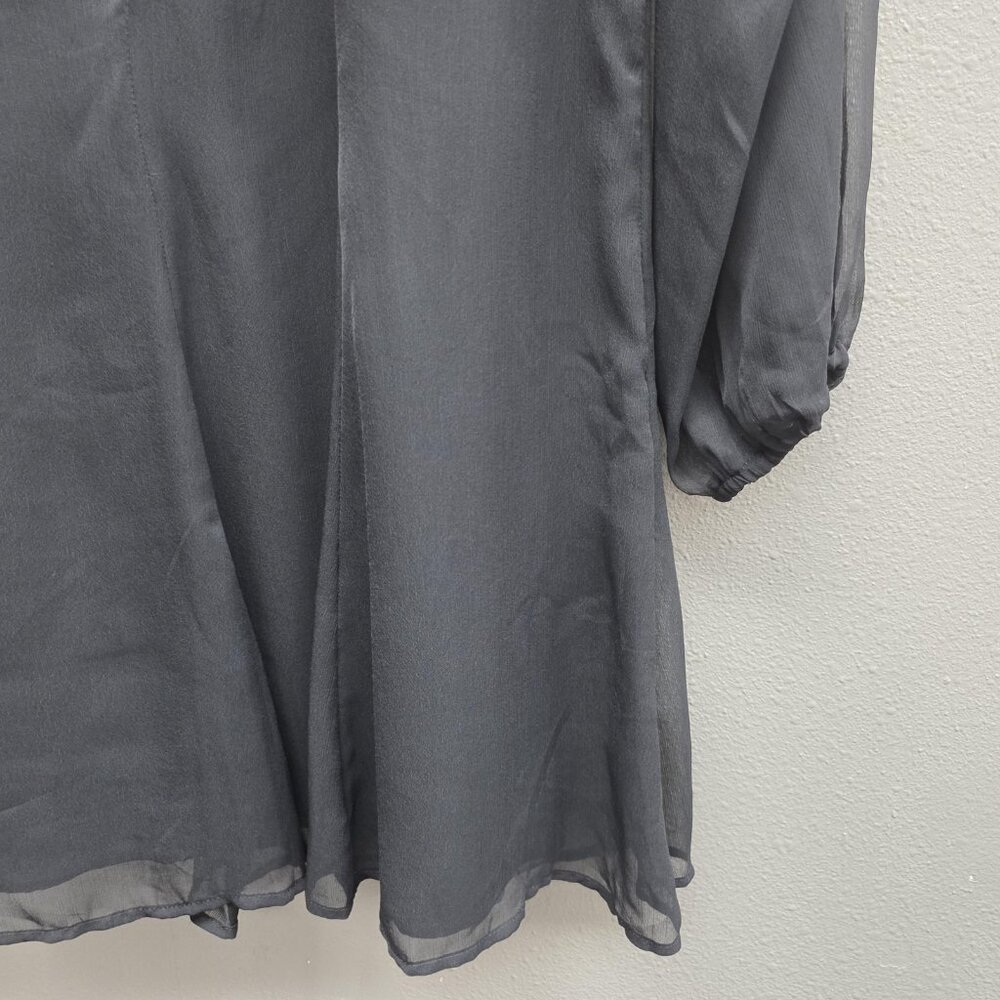 Joie Dress Womens Small Black Caviar Sheer Chiffon Long Sleeve Lined Tunic Mini - Picture 3 of 13